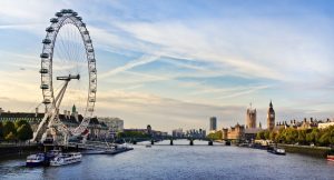 London skyline showing the London Eye and Big Ben