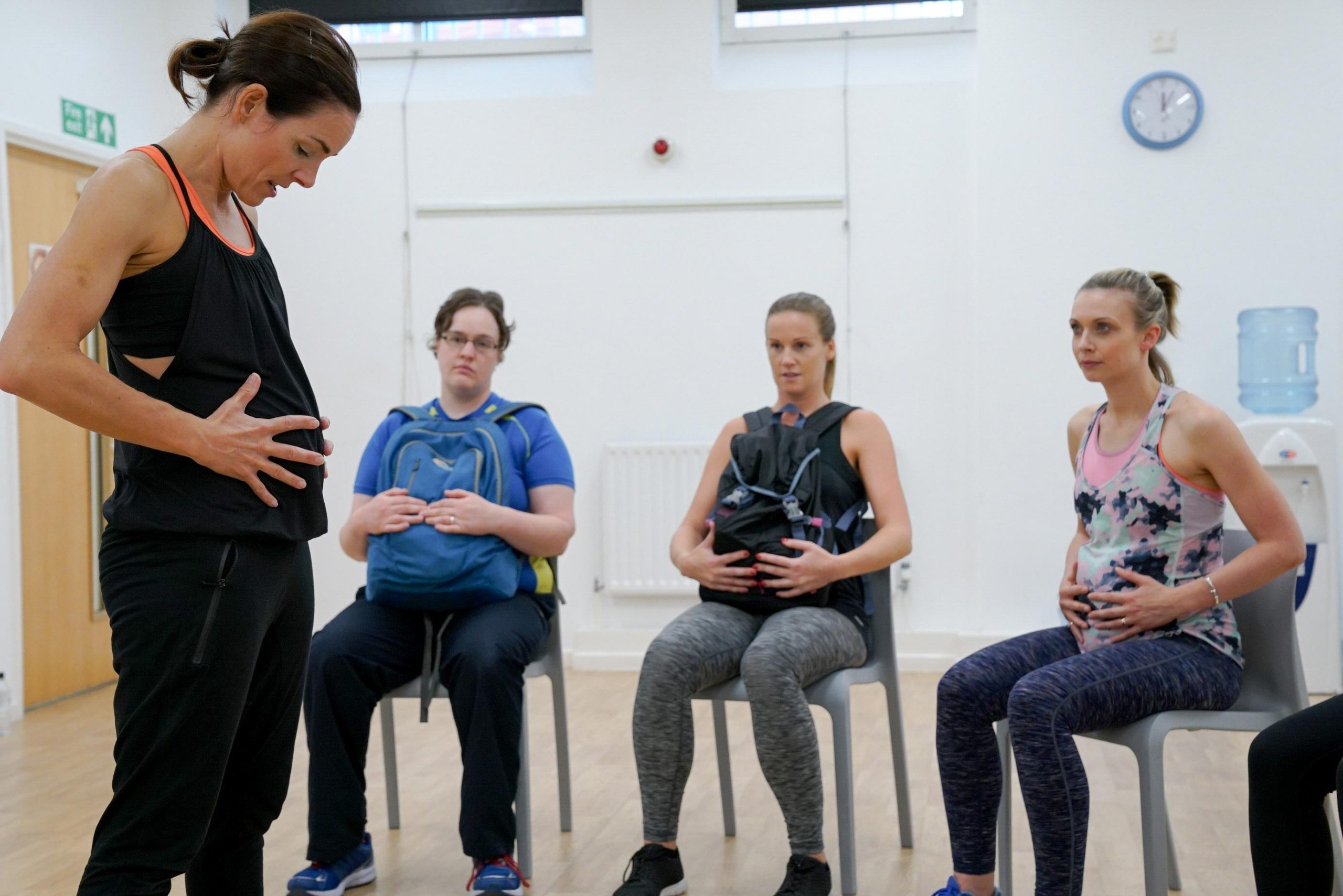 Pregnant women attending a fitness class