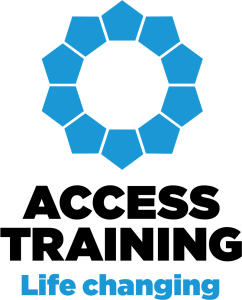 Blue geometric ring with nine pentagons on a black background above the text "Life changing," conveying transformation and innovation.